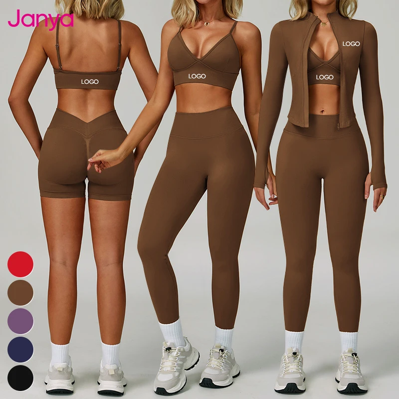Janya 2-Piece Gym Fitness Women's Yoga Set High Waist Seamless Slim Fit Quick Dry Workout Leggings 2 Piece Sets
