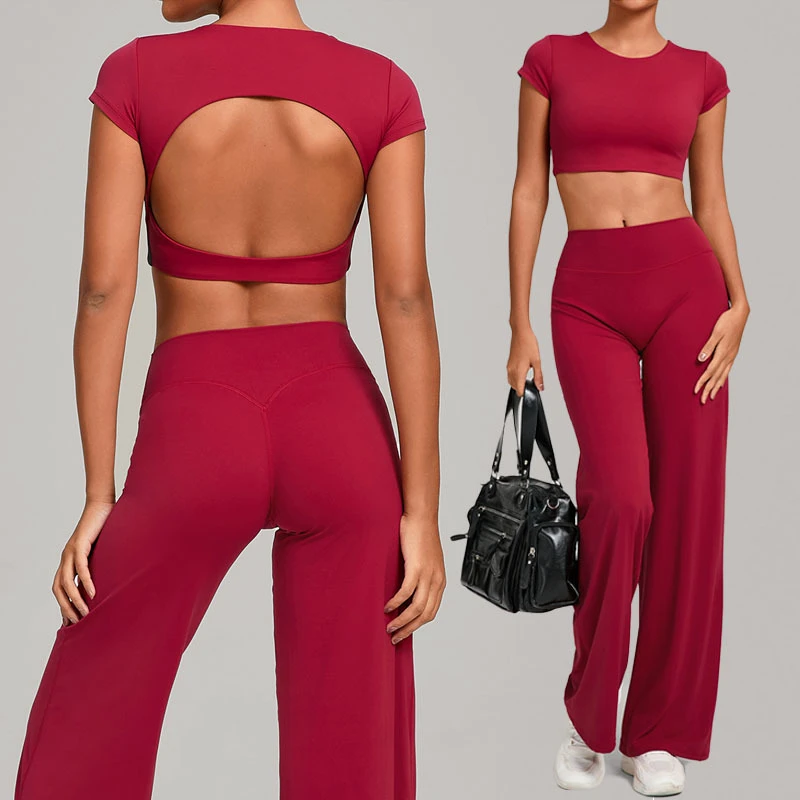 High Quality Women's Solid 2-Piece Yoga Set Quick Dry Fitness Seamless Breathable Four-Way Stretch Lightweight Short Front