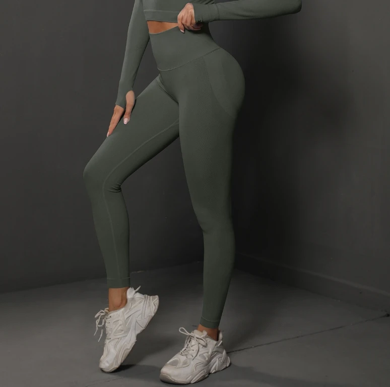 Seamless Smiling High-waisted Tight Yoga Wear, Peach-shaped Hip Training Yoga Pants, Sports Running Fitness Pants For Women