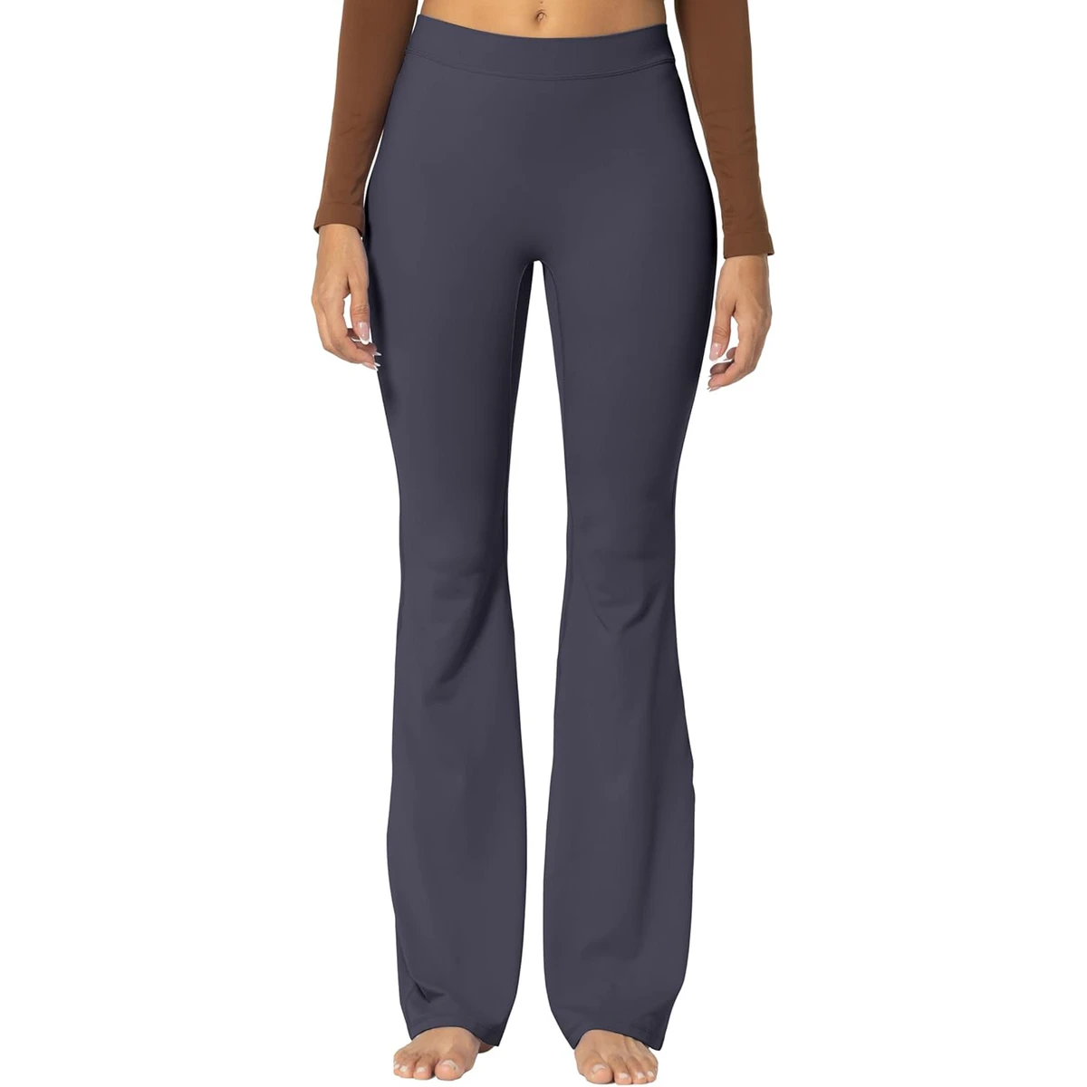 Trendy V Waist Bell Bottom Yoga Pants Scrunch Crossover Athletic Leggings Women High Waisted Ribbed Flare Pants Activewear