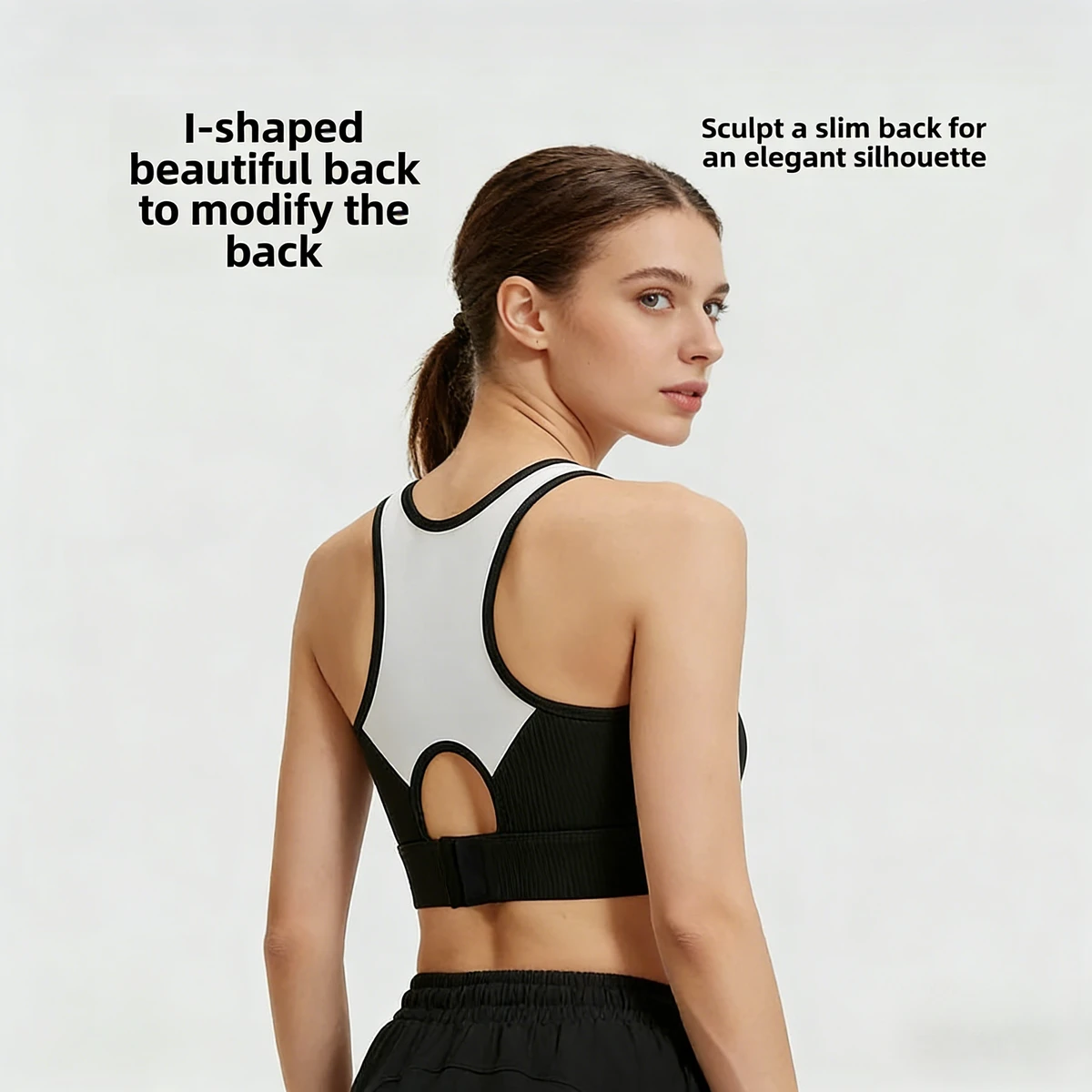 New Style Four-Way Stretch High Support Stitching I-back Vest Style Sports Bra with Fixed Shoulder Straps for Active Wear Yoga