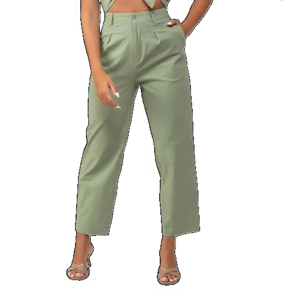 Colotte Blended Cotton Eco-Friendly Skinny Natural Waistline Mid Waist Breathable Spring Full Length Women's Pants Casual