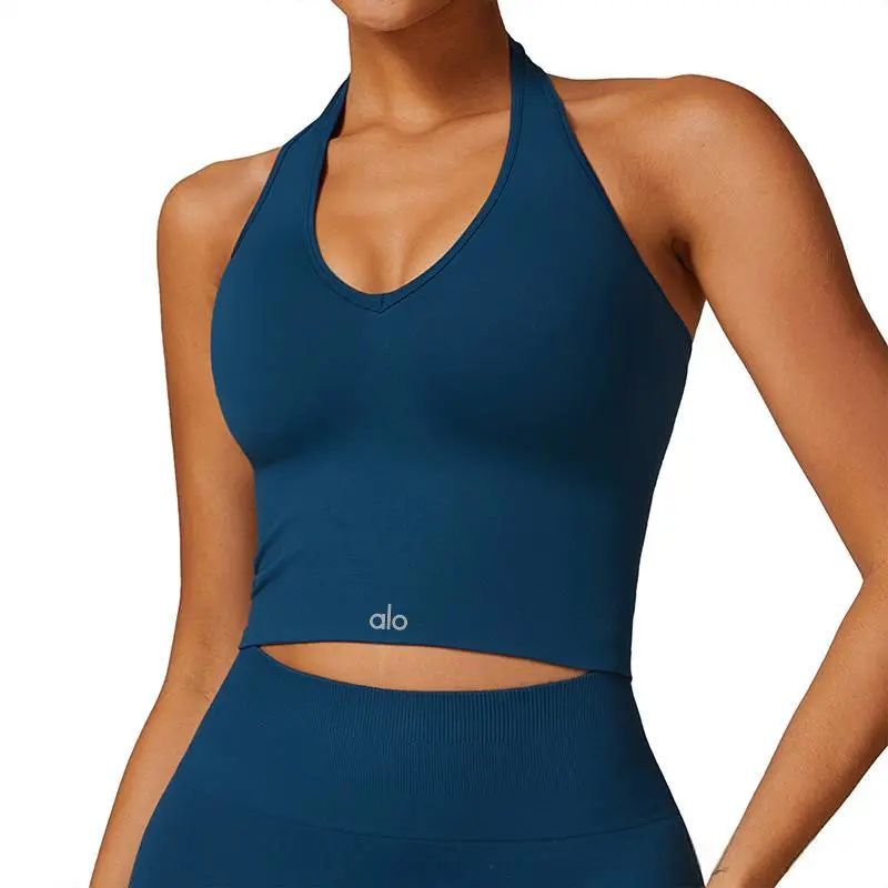 Women's Gym Wear Summer Running Tank Tops High Quality Custom Logo Push up V Neck Seamless Sports Bra Slim Fit Yoga Vest