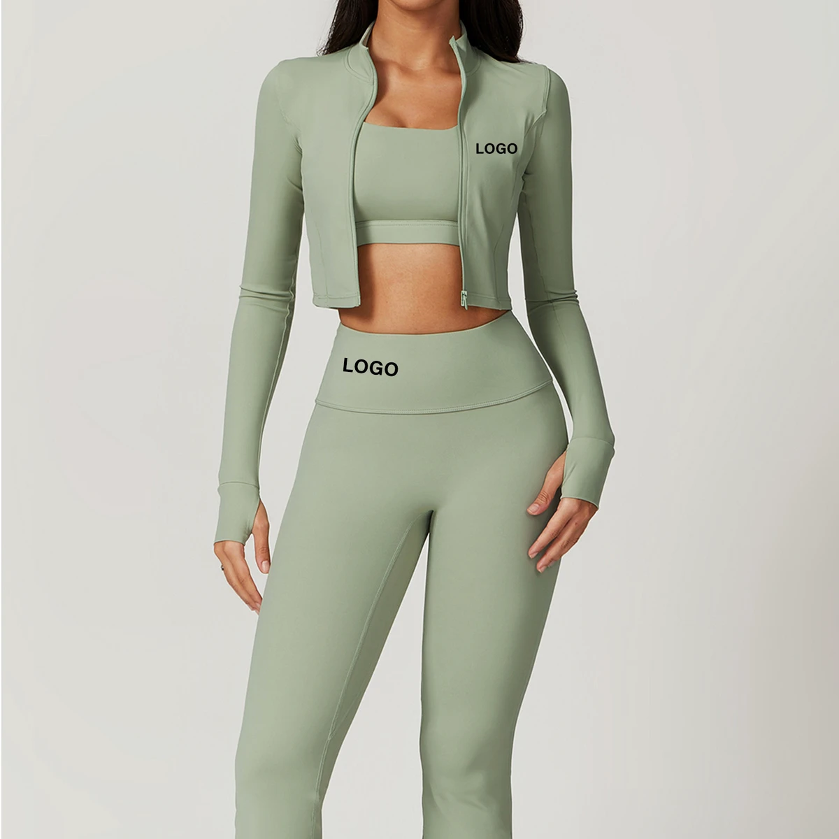 10 Colors 3 Piece Yoga Set Women Stretch Yoga Jacket High Waist Yoga Leggings Fitness Yoga Bra