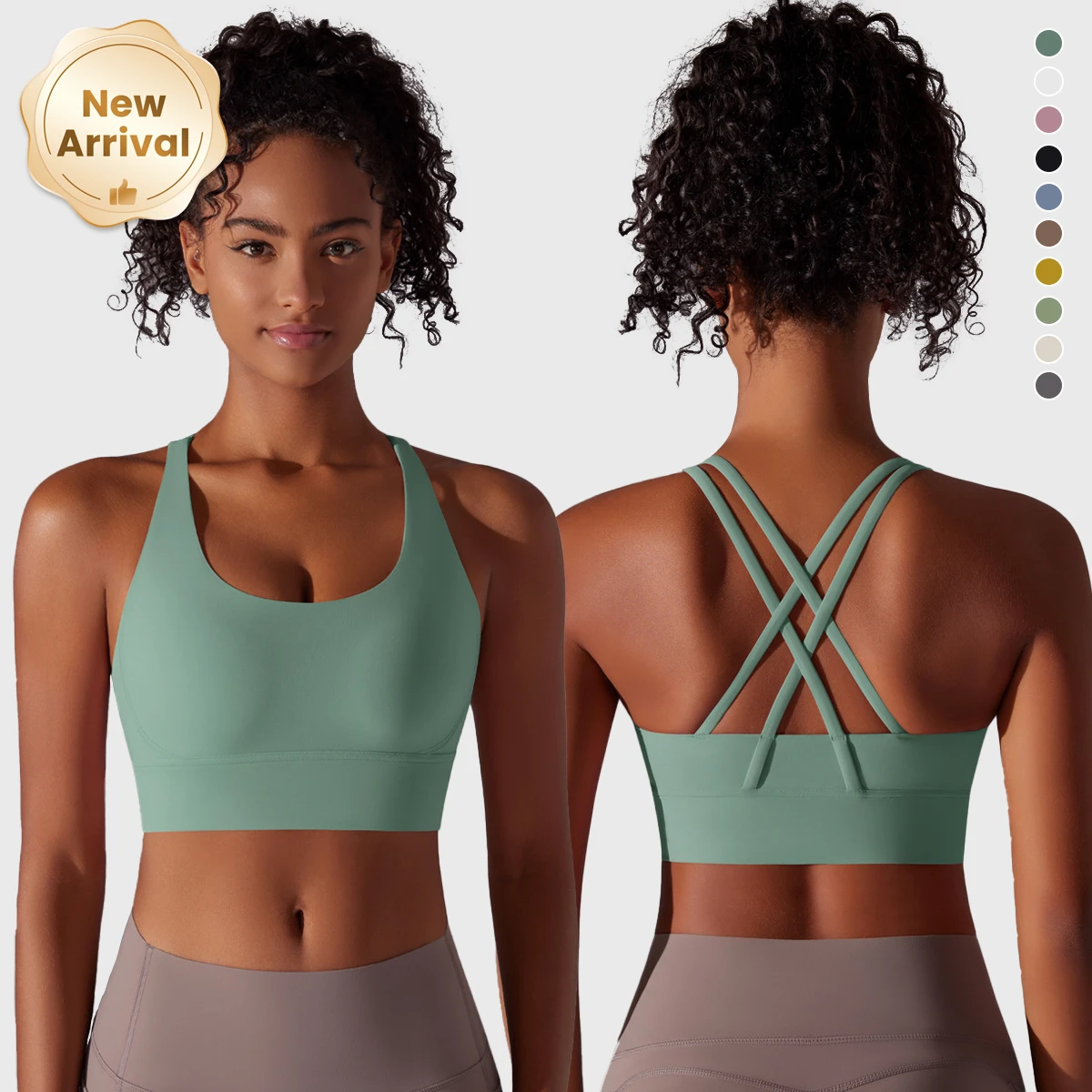 Women's XL Plus Size Workout Sports Bra Sexy Cross Strap Four-Way High Support Gym Yoga Fitness Tank Breathable Comfortable Bra