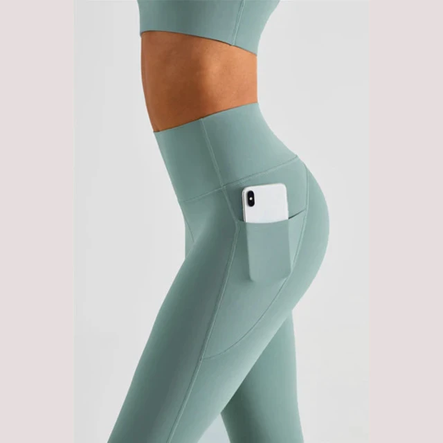 OEM Custom Seamless High Waist Yoga Pants for Women Breathable Gym Fitness Leggings with Pocket Butt Lifting Workout Tights
