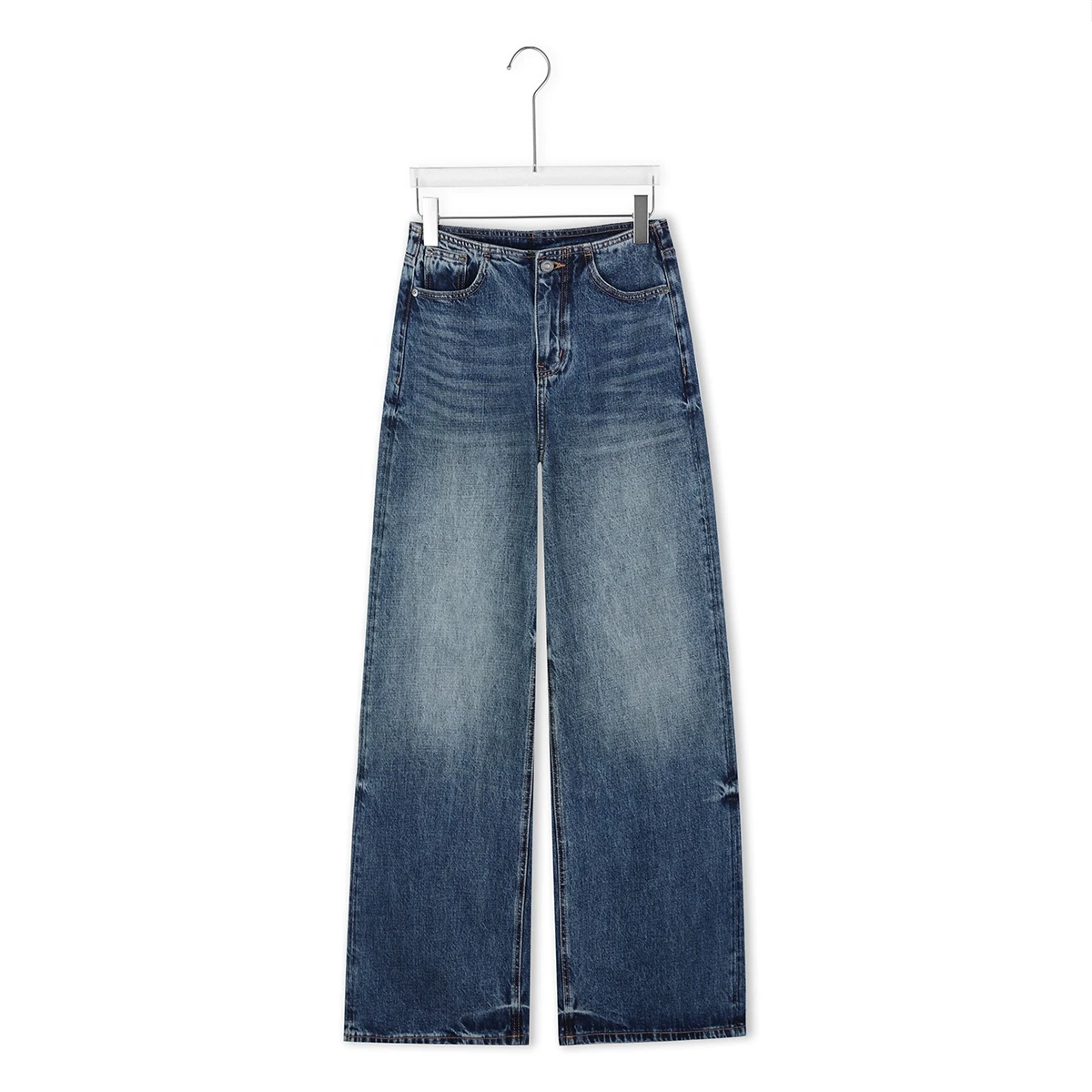 Yuanbofei High Quality Women's Casual Fleece Wide Leg High-Rise Denim Jeans Breathable Eco-Friendly Loose Fit Simple Color