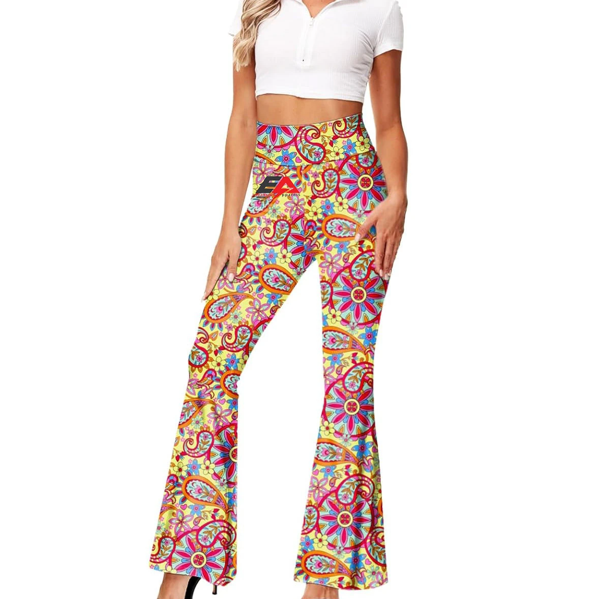 2024 New Arrival Women's High Waist Flare Yoga Pants Breathable Quick Dry Plus Size Wide Leg Fitness Leggings Waist Pocket