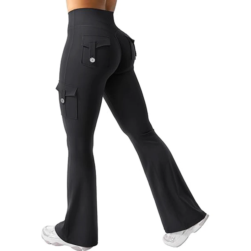 Custom LOGO Loose Fit High Waist Sports Flared Pants Comfort Quick Dry Stylish Soft Stretchy Yoga Leggings