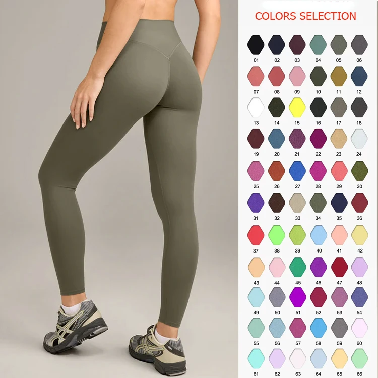 Wholesale Custom Logo & Colors High Quality Four Way Stretch Yoga Wear Tights High Waist Full Length Leggings Women