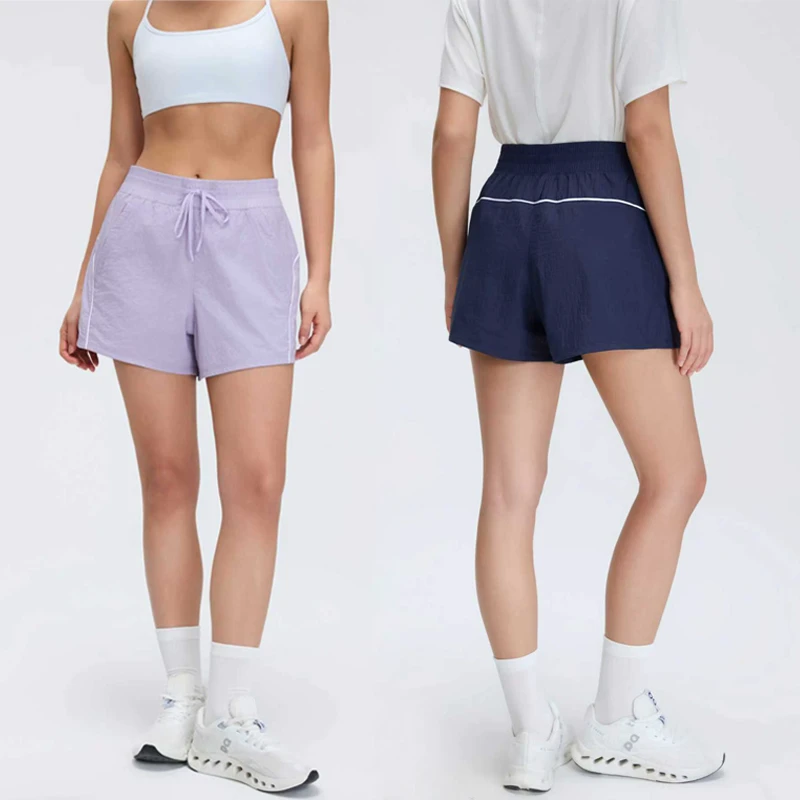 Women's High-Waisted Quick-Dry 3-Inch Sports Shorts with Zipper Pockets & Lining for Running Yoga Gym Outdoor Training