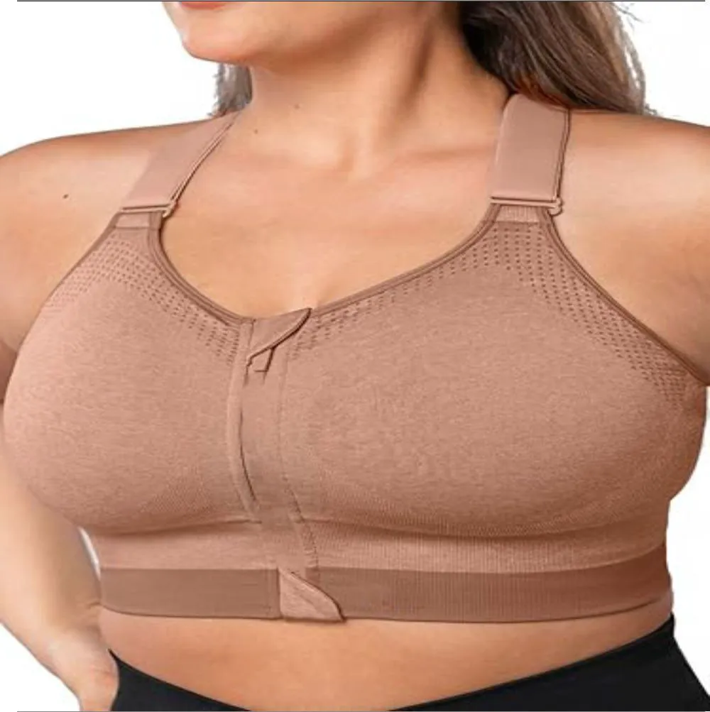 High Quality Lightweight Women's Seamless Spandex/Polyester Sports Bra Adjustable Straps Wire-Free Support Solid Pattern 120g