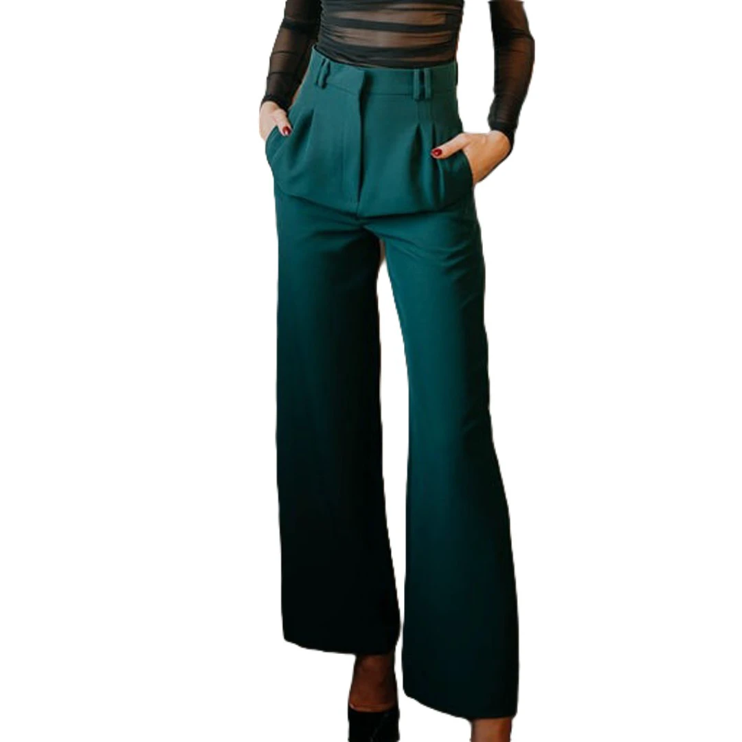 Elegant Women's Sports Flared Pants High-Waisted Wide-Leg Loose Folded Breathable Stretchy Solid Pattern Elastic Waist Quick Dry