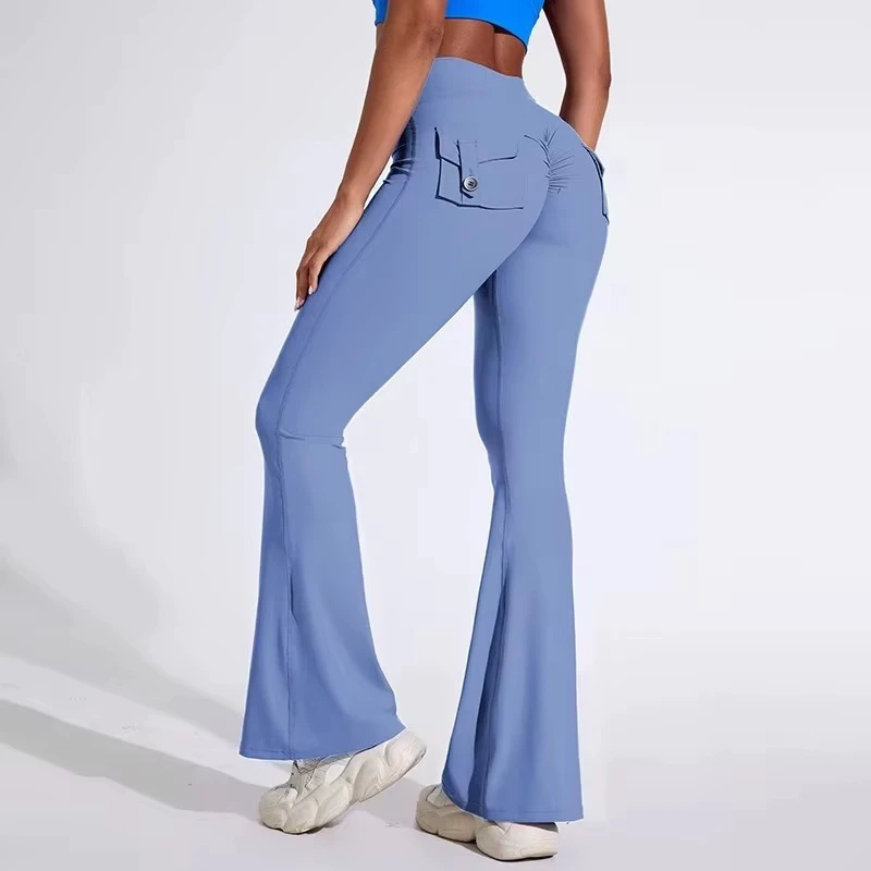 OEM Blank Bootcut Pants Women High Waist Flare Yoga Leggings Stretchy Gym Bottoms Custom Design Wholesale