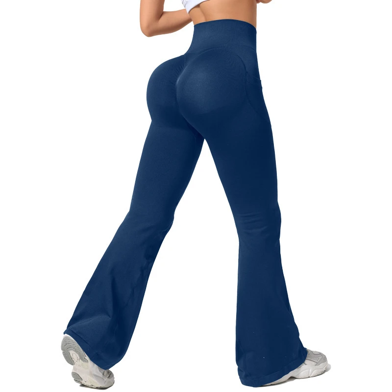 Seamless High-Waist Yoga Flare Pants Custom Design Crossover Push-up XL Workout Tights Tummy Control Bootcut For Fitness
