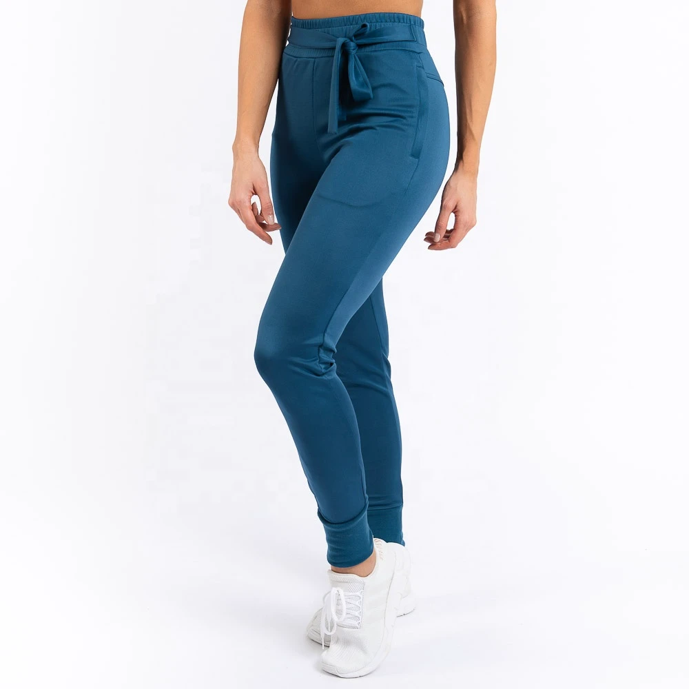 Women's Mid Waist Drawstring Full Length Wide Leg Pants Solid Color Knitted Spandex Polyester Loose Fit Casual Breathable Summer