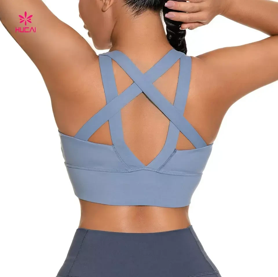 Custom Women High Quality Sexy Cross Straps Yoga Top Gym Fitness Workout Training Sports Bra Wholesale