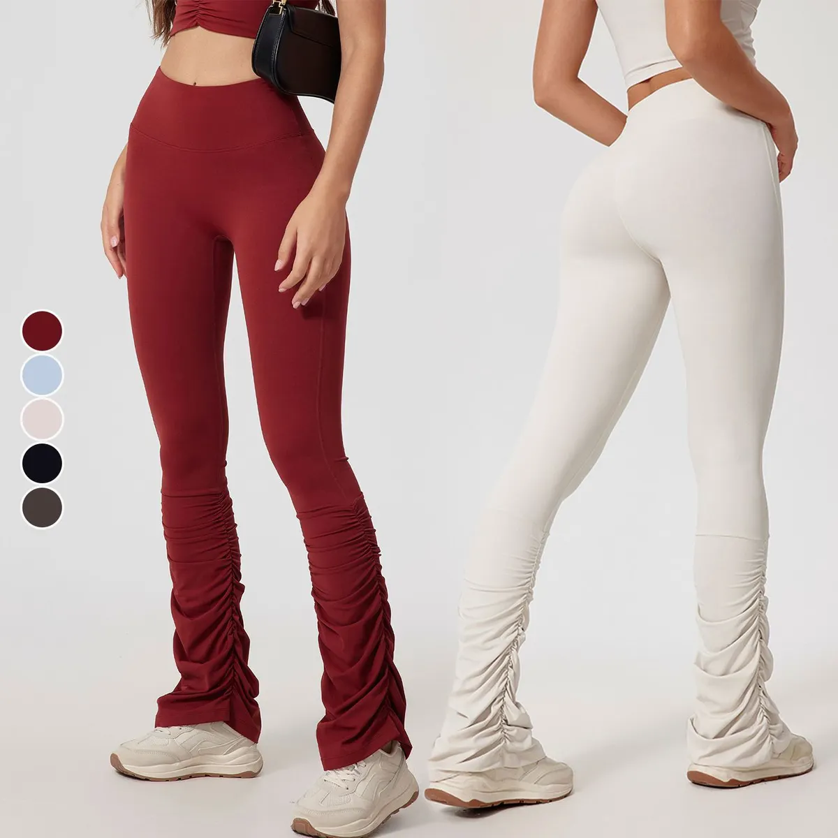 Yoga High Waist Leggings Flared Sports Pants XL Slimming Butt-Lifting Design Naked Feel Patchwork Casual Style Long Yoga Running