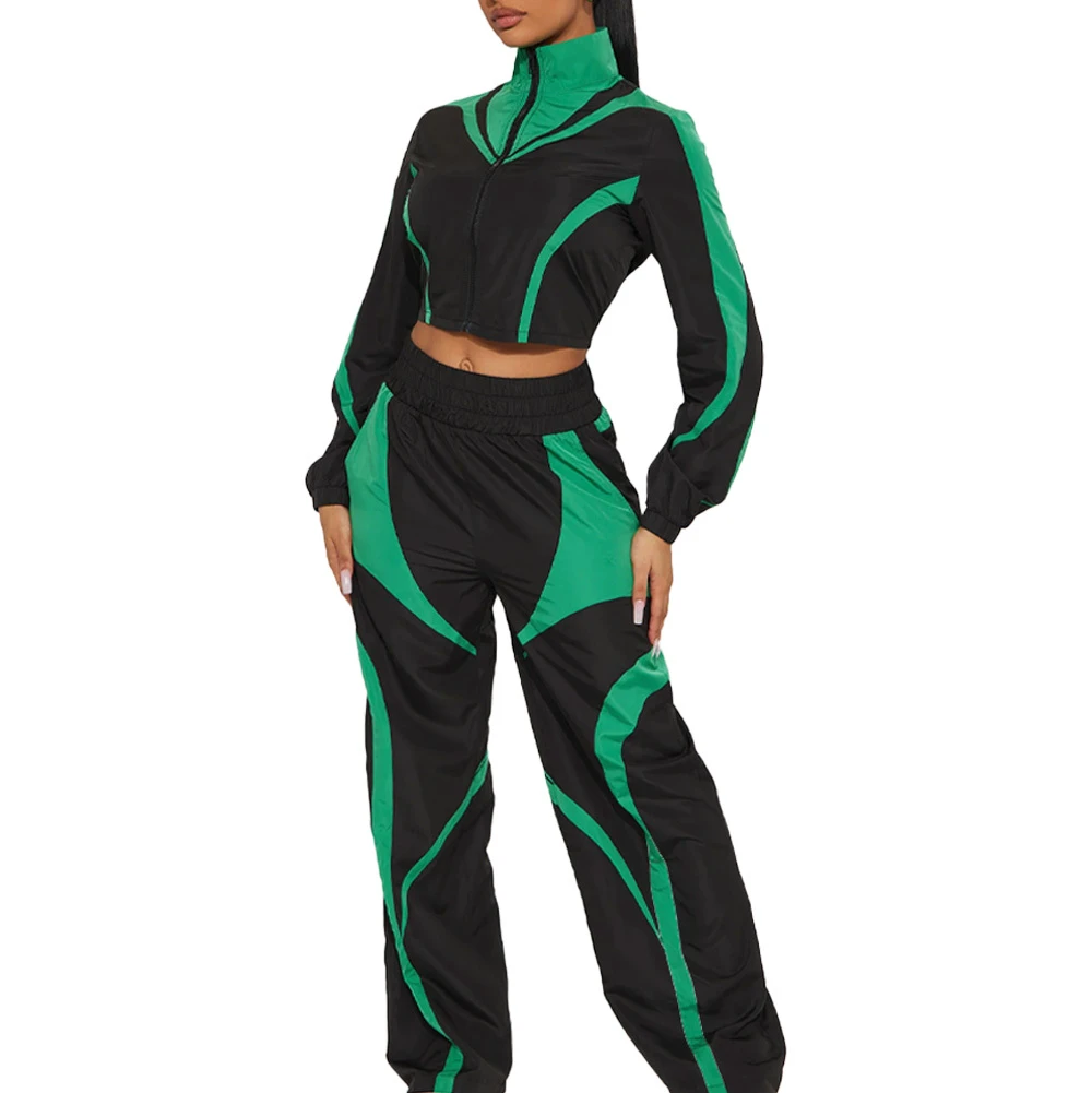 Nylon Windbreaker 2 Piece Set Outdoor Women's Tracksuit Sportswear