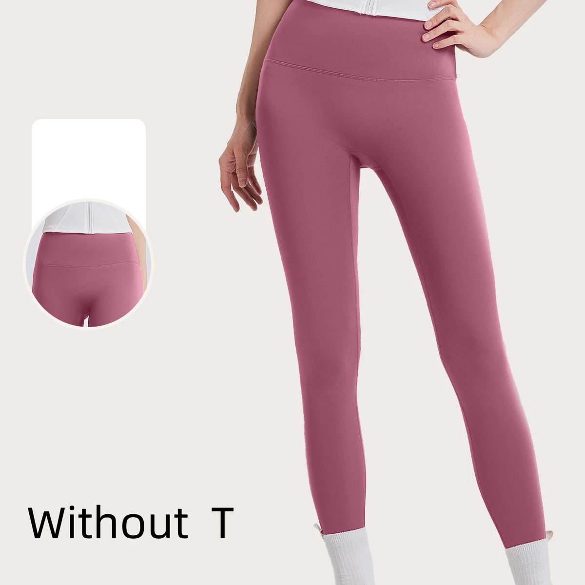 Women's High Waist Drawstring Solid Polyester Spandex Yoga Leggings No Camel Toe Peach Butt Lifting Tummy Control Bare Feel