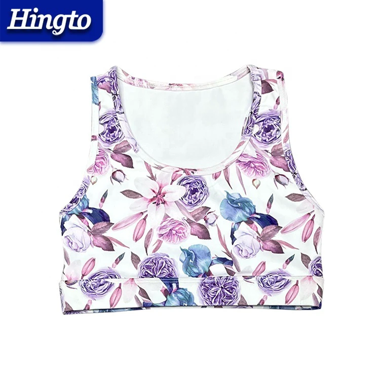 Soft Cotton Printed Young Children Kids Sport Bra Teen Girls Training Sports Bras Kids Gymnastic