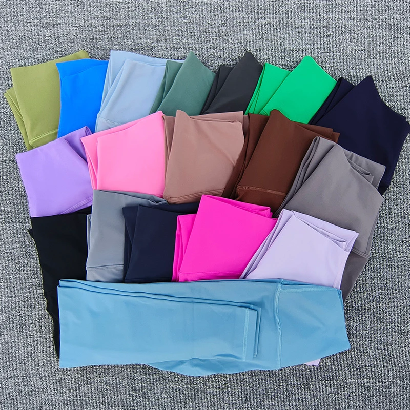 Solid Color High Waist Soft Back Pockets Athletic Ankle-Length Pants for Women Gym Yoga Leggings