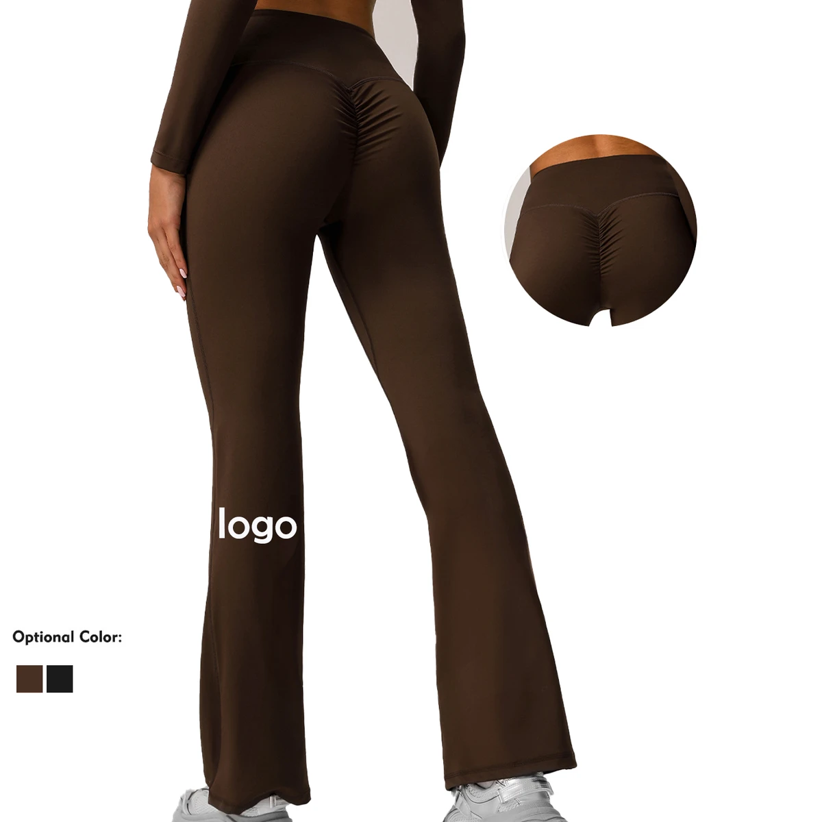 2025 Custom Logo Women's High-Waisted Slim Casual Pants Quick Dry Nude Compression Legging with Hip Lift Flare Sports Dance Yoga