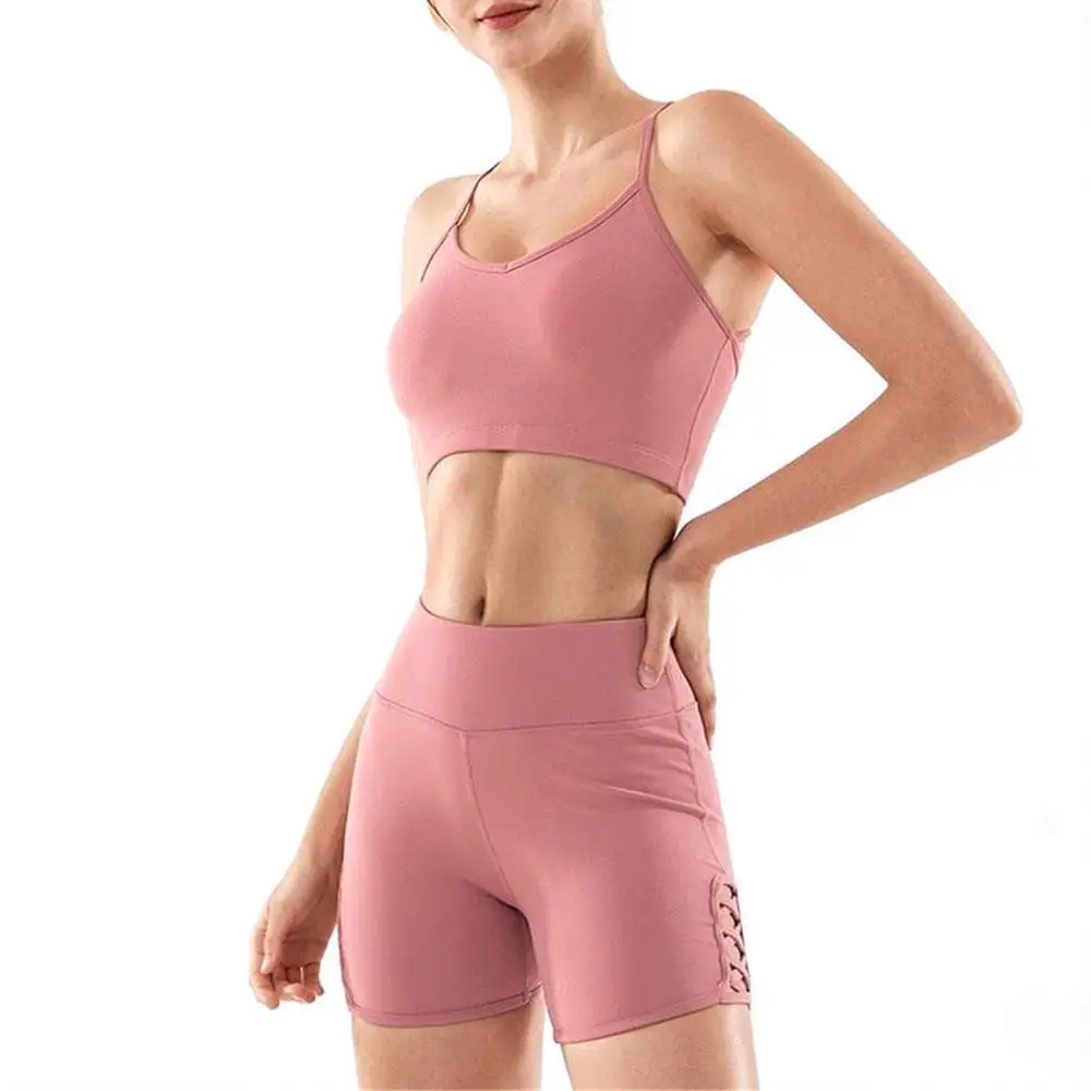 New Womens Workout Sports Bra And Yoga Shorts Set Seamless High Waist Gym Fitness Wear 2 piece set womenWomen's Sets