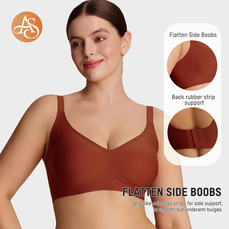 Seamless Wire-Free Breathable Jelly Padded Push Up Bra With Adjustable Strap Soft Support Thin Comfortable For Women