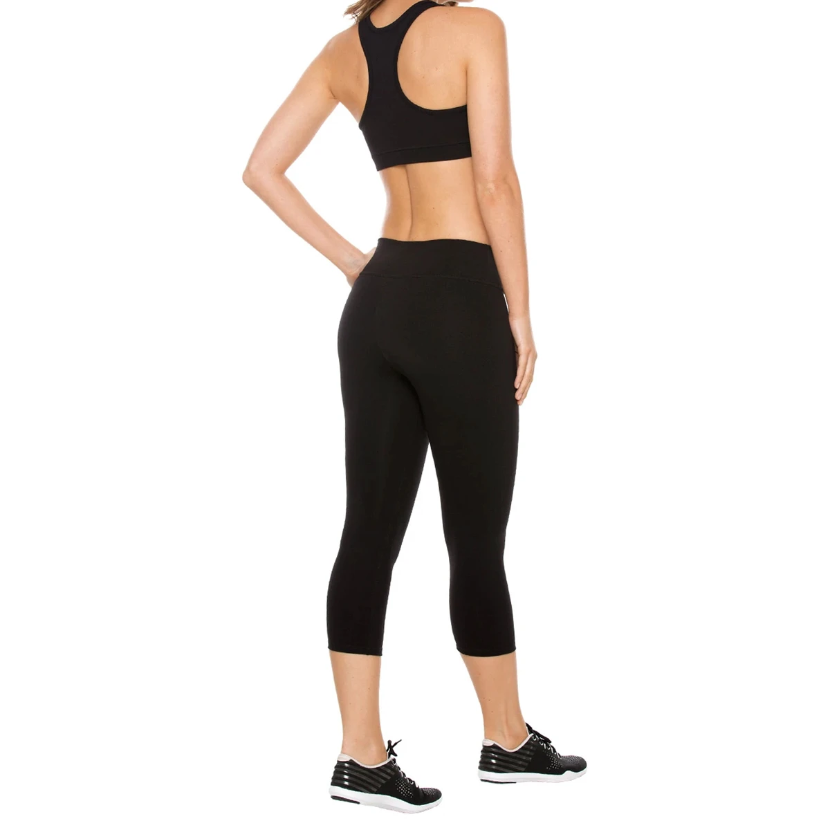 Women Gym Capri Leggings Seamed Breathable 4 Way Stretch Yoga Pants Comfortable Mid Waist Workout Tights for Running Fitness