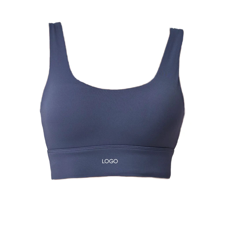 Lightweight Comfortable Breathable Quick Dry Four-Way Stretch Front Logo High Elastic Removable Pads Medium Support Sports Bra