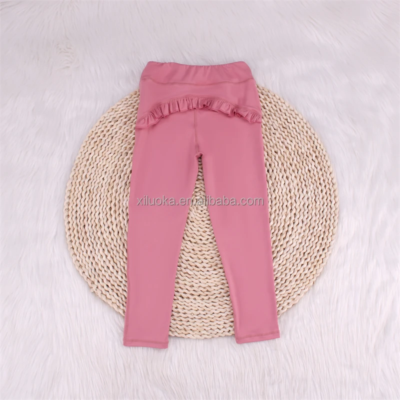 Custom Activewear Yoga Fitness Girls Ruffle Leggings Kids Sports Long Pants