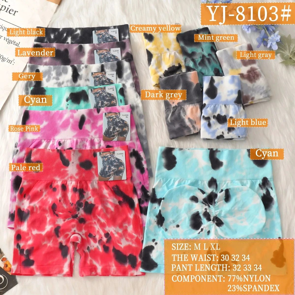 Women's High Waist Quick-Drying Breathable Four-Way Stretch Lightweight Seamless Fitness Yoga Pants Tie-Dye Hip-Lifting Sports