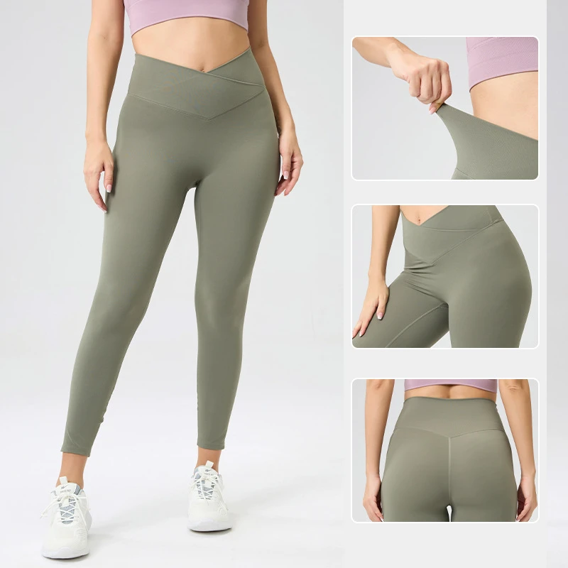 Custom Logo Women's High Waist Cropped Yoga Pants Cross-Training Hip Fitness Elastic Sports Outdoor Leggings