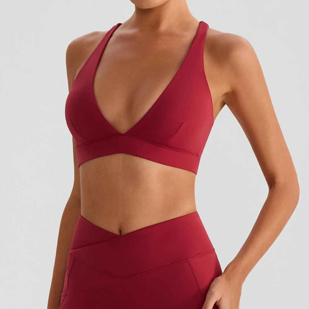 2026 Running sport bra fashionable cross-back back-supporting shock-absorbing and gathering yoga wear underwear
