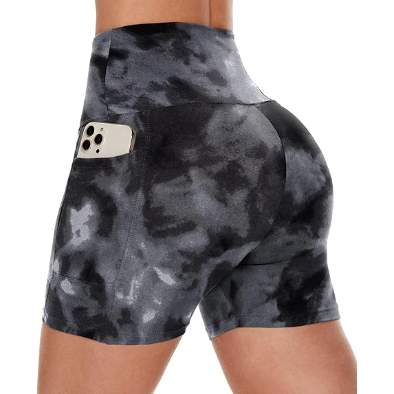 Women's Seamless Color Blocking Yoga Leggings High Waist Tummy Control Camouflage Pants Hip Four-Way Stretch Fitness Shorts