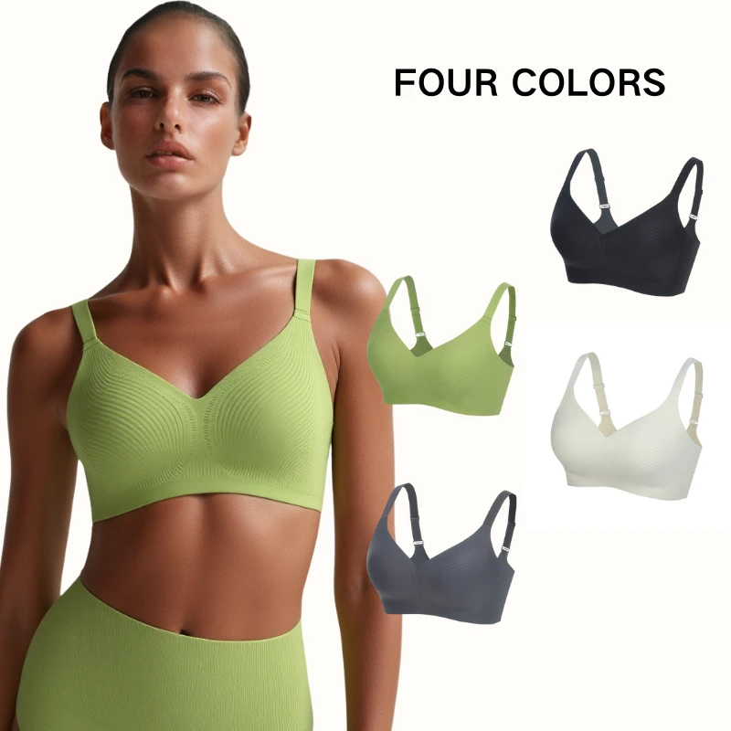 New Style Large Size Soft Comfort Wireless Jelly Bonded Bra Custom Logo Push-up Support Silicone Support Strip Seamless Lingerie