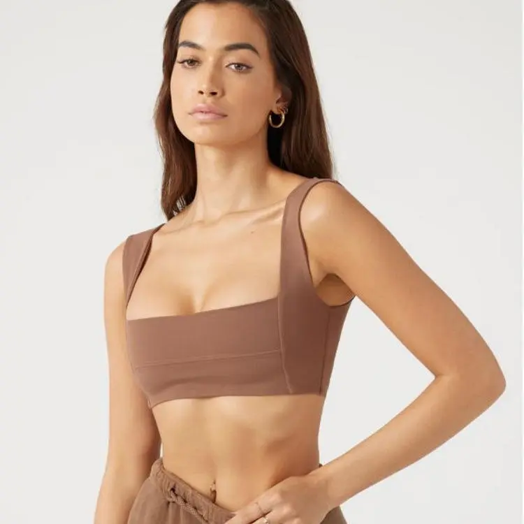 Women's Lightweight Breathable Criss-Cross Back Padded Sports Bra Medium Support Yoga Crop with Removable Cups