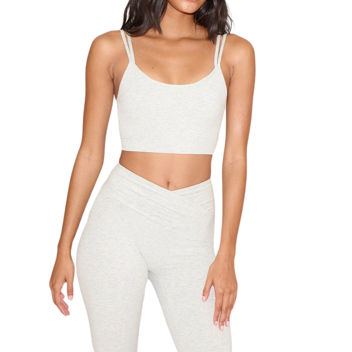 Wholesale Custom Women Seamless Simple Lightweight Breathable High Support U-NECK Sports Bra Wide Strap Color Block Yoga Outdoor