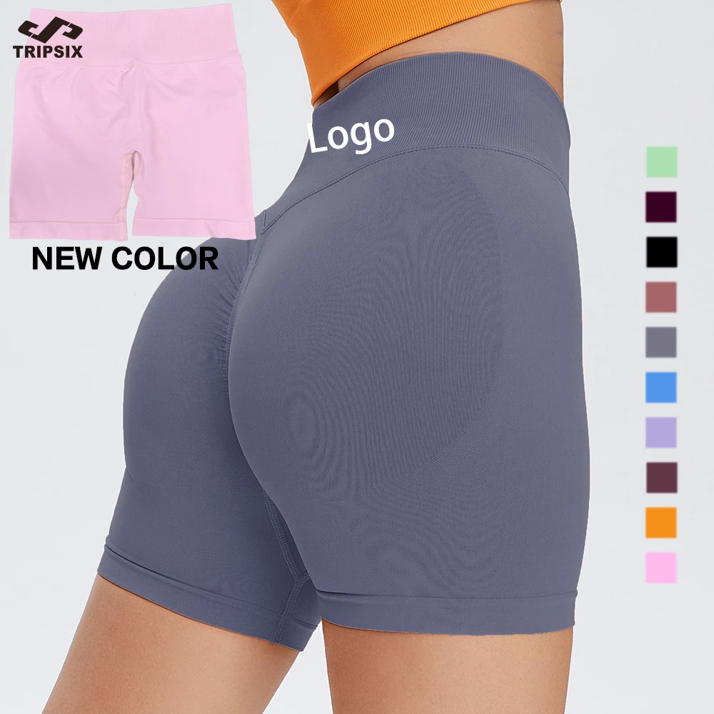 Guangzhou Dingtai Custom Logo Women Gym Sport Wear Fitness Workout Seamless Yoga Pants Scrunch Butt Lift Leggings Yoga Shorts