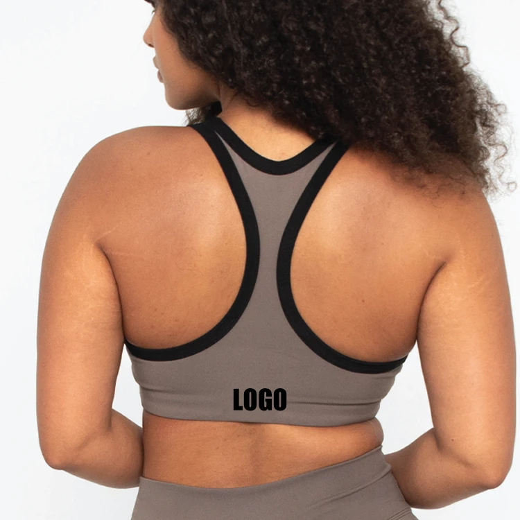 OEM Custom Logo Color Blocking Breathable Long Line Yoga Bra High Support Sports Bra With Removable Padding