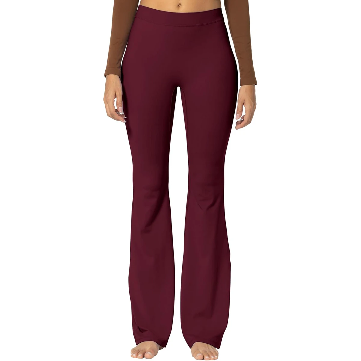 High Waist Crossover Flare Yoga Pants Women V-Front Bootcut Leggings Tummy Control Naked Feeling Lightweight Knitted
