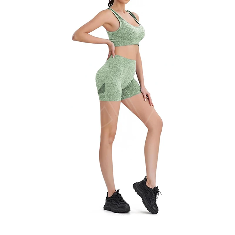 Workout 2 Piece Solid Yoga Set Women Fitness Sports Quick-Dry Breathable Eco-Friendly Anti-Bacterial Elastic Waist Active Wear