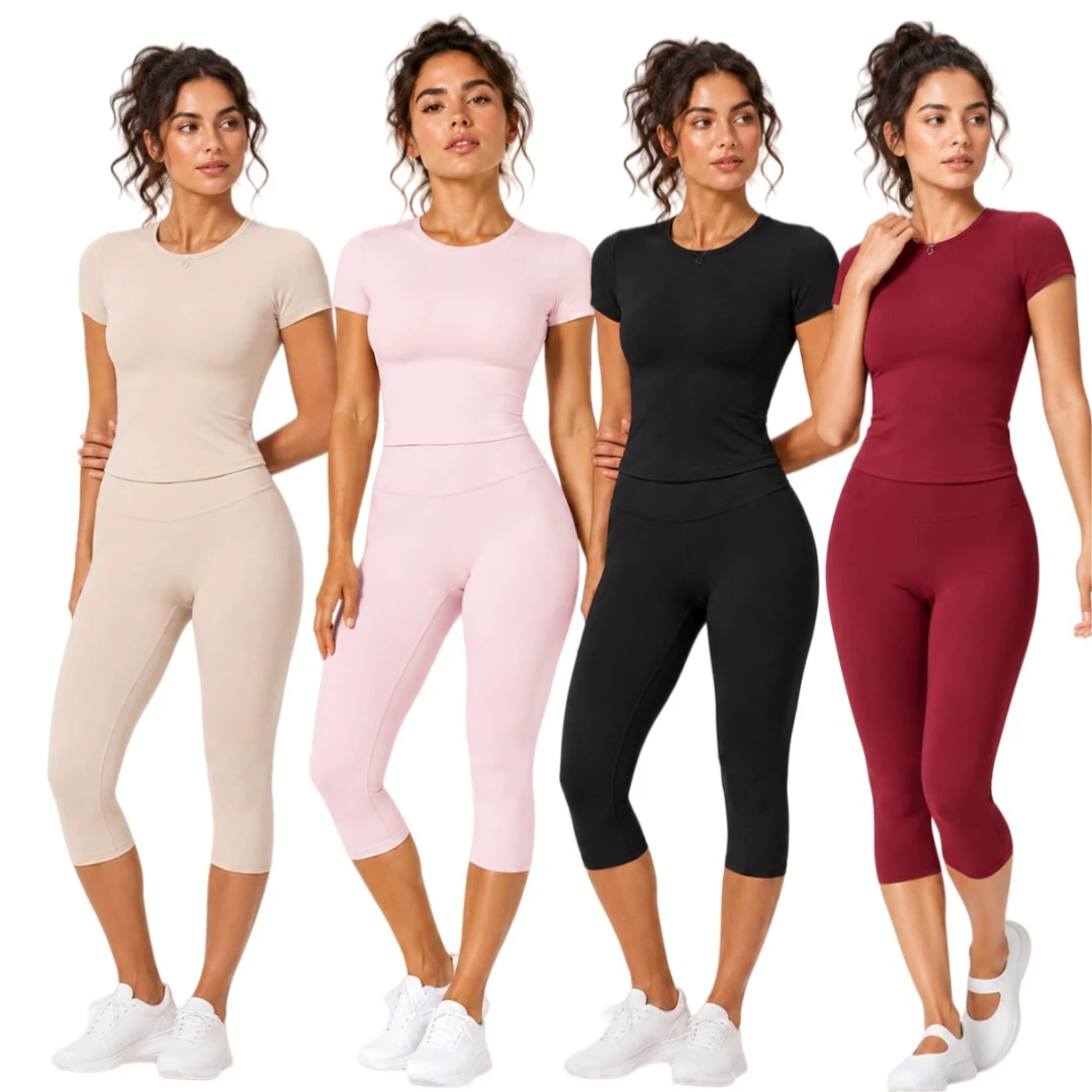 Brushed Fabric High Waist Capri Leggings Butt Lift Body Shaping Quick Dry Sweat Resistant Women RunningGym Fitness Cropped Pants