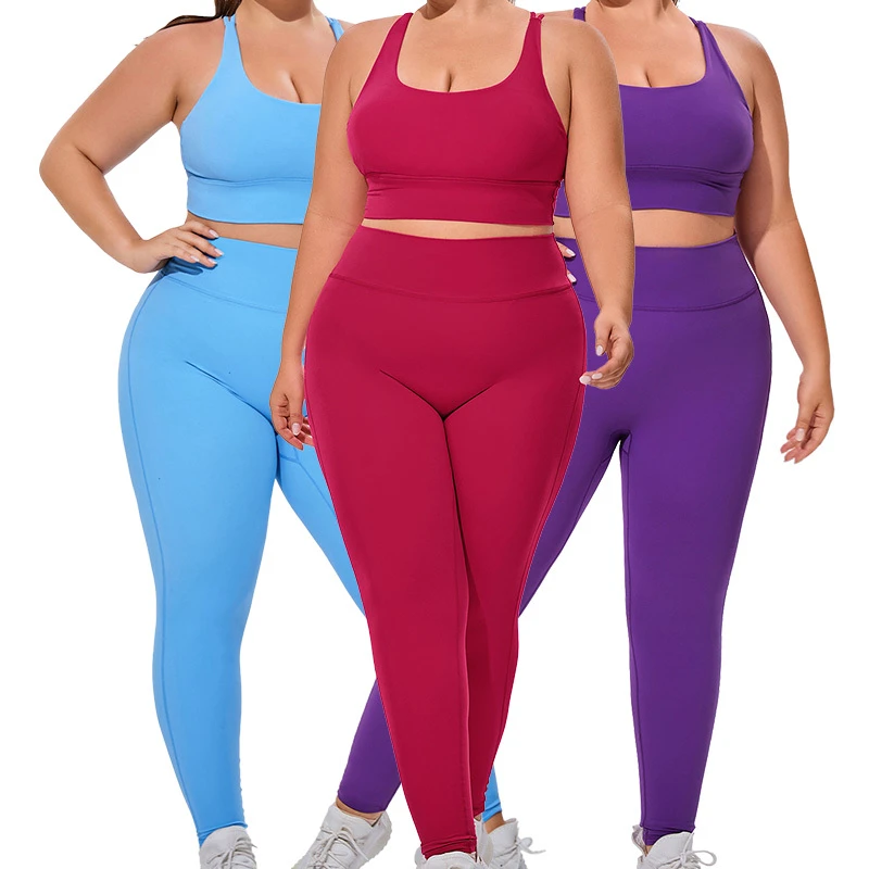 F219-220 Women Plus Size Sportswear Ladies Yoga Sets Yoga Bra and Leggings Outdoor Workout Active 2 Pieces Fitness Clothing