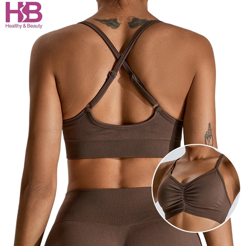 HB Wholesale Breathable Backless Running Yoga Top High for Women Fitness Sports Bra Four-Way Stretch Quick Dry for Gym Active