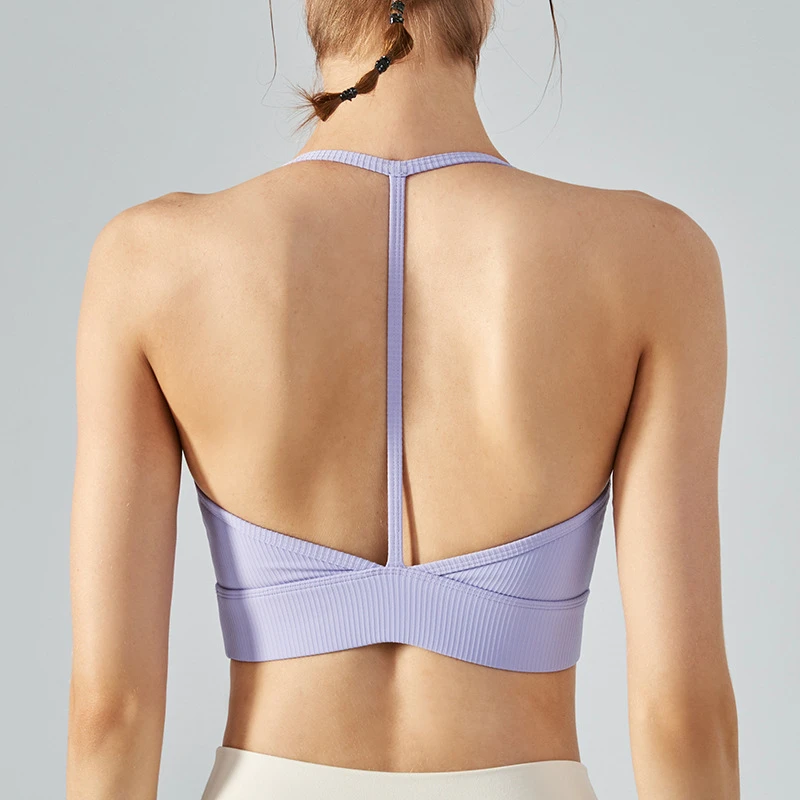 Custom Logo New Sexy Hot Quick Dry Breathable Yoga Gym Strappy Open Back Running Fitness Workout Women Sports Bra