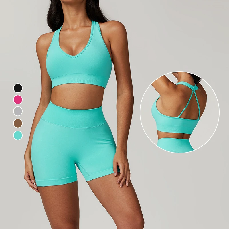 Women's Seamless Plaid Activewear Set Elastic Waist High-Waisted Quick-Drying Outdoor Yoga Gym Wear Breathable Fitness Clothing