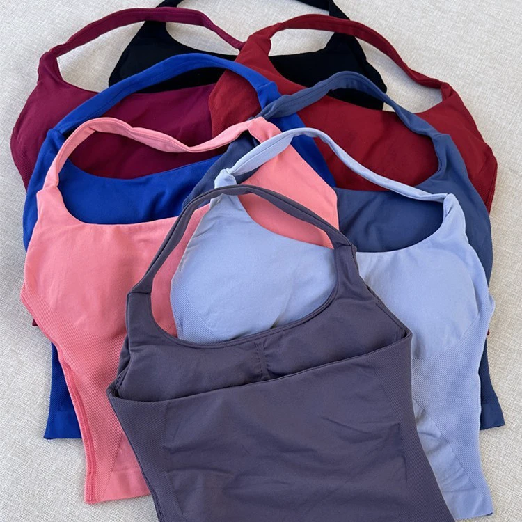Ladies Classic Crop Top Wholesale Custom Fitness Vest Backless Seamless Gym Sports Bra Yoga Top for Women