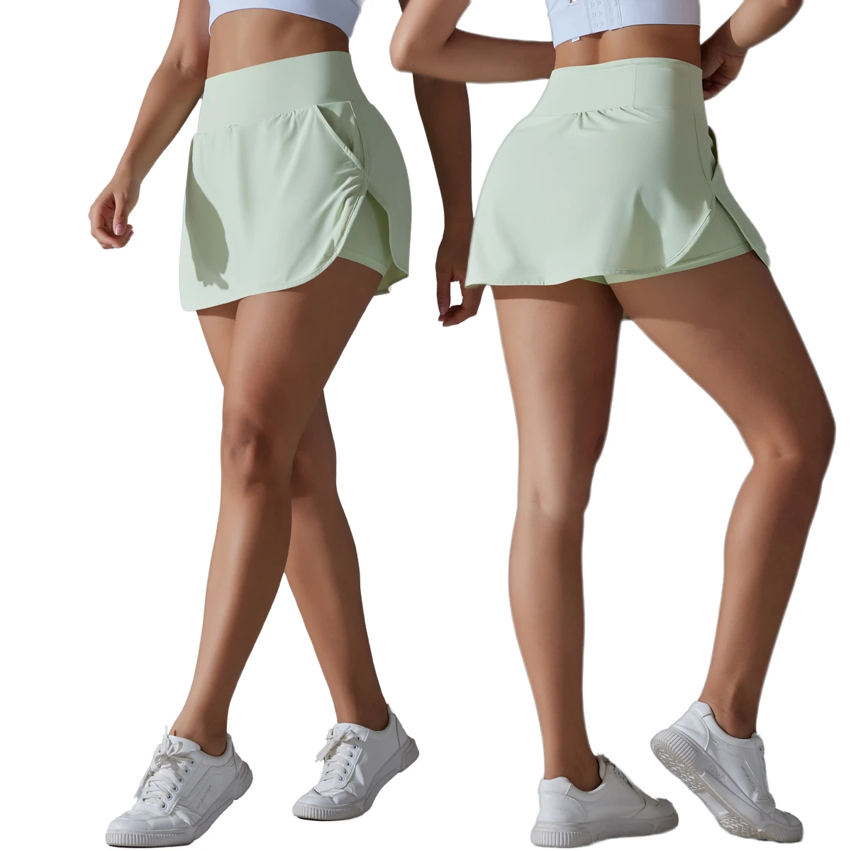 Hot New Women's High-Waisted Athletic Golf & Tennis Skorts Breathable Yoga & Sports Pants Shorts with Pockets for Workout